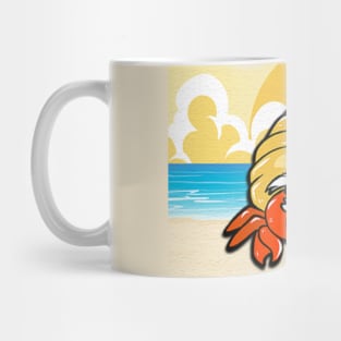 Beach crab cancer sea sun vacation yellow blue Mug